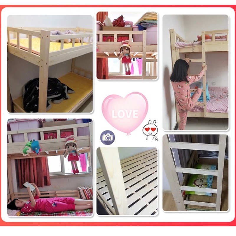 Giường tầng gỗ thông mộc 90x190x160cm không kèm đệm - Giường tầng gỗ thông | BigBuy360 - bigbuy360.vn