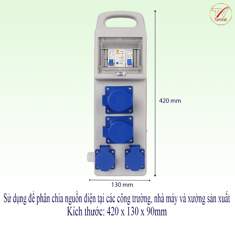 Hộp nguồn thi công công nghiệp 2 ổ cắm công nghiệp 1 pha, 2 ổ cắm đa năng