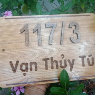 Biển số nhà chất liệu gỗ sồi