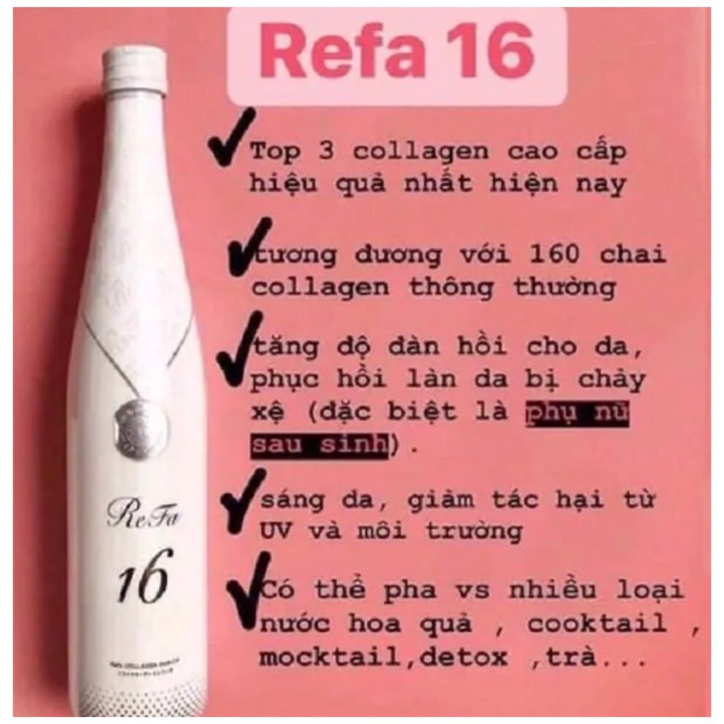 [cao cấp] Refa 16 Collagen Enriched Nhật Bản 480ml - nước uống đẹp da. chống nhăn, chống chảy xệ chính hãng Nhật Bản