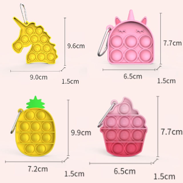 Push Pop Keychain cho trẻ em Người lớn HDY Dứa hai mặt Khủng long Kích thước nhỏ