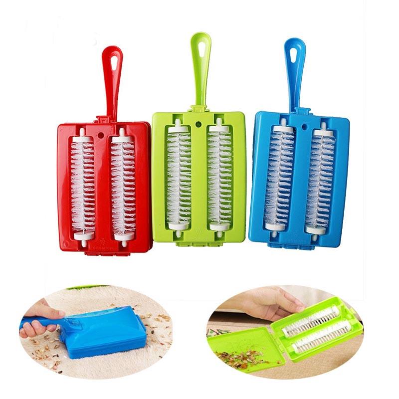 Creative Double Brush Head Carpet Sofa Brush Handheld Sweeper Crumb Dirt Pet Hair Cleaner Roller Home Cleaning Brushes Dust Remover