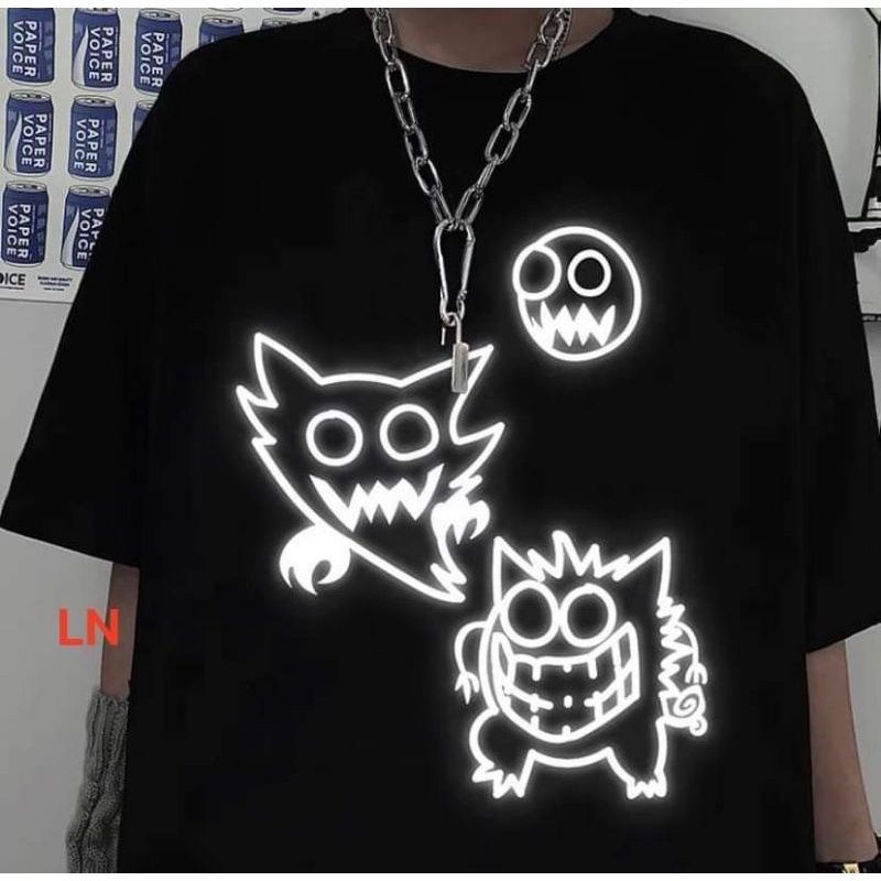 Áo Thun Đen In Hình 2 Con Thú Siêu Cá Tính, Áo Thun Form Thụng Tay Lỡ