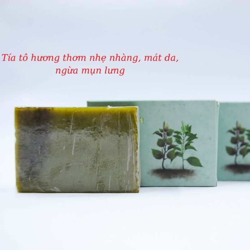 [CHÍNH HÃNG] Soap, Xà Phòng, Xà Bông Thảo Dược Tía tô - Hương Nhu  Sinh Dược- MÁT DA, DIỆT KHUẨN, GIẢM MỤN THÂM