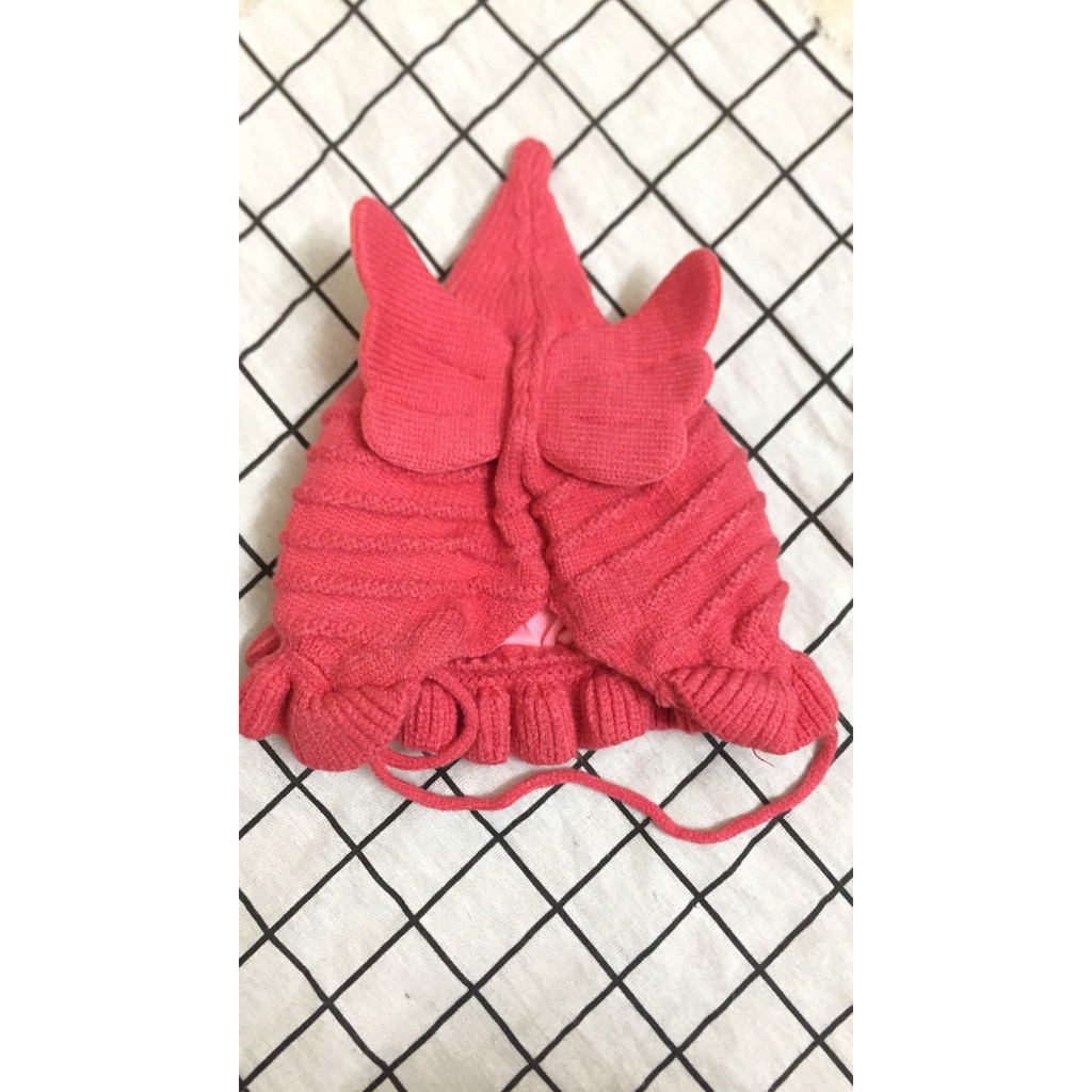 Mũ len 2 lớp ấm áp cánh thiên thần cho bé 6 tháng đến 2 tuổi