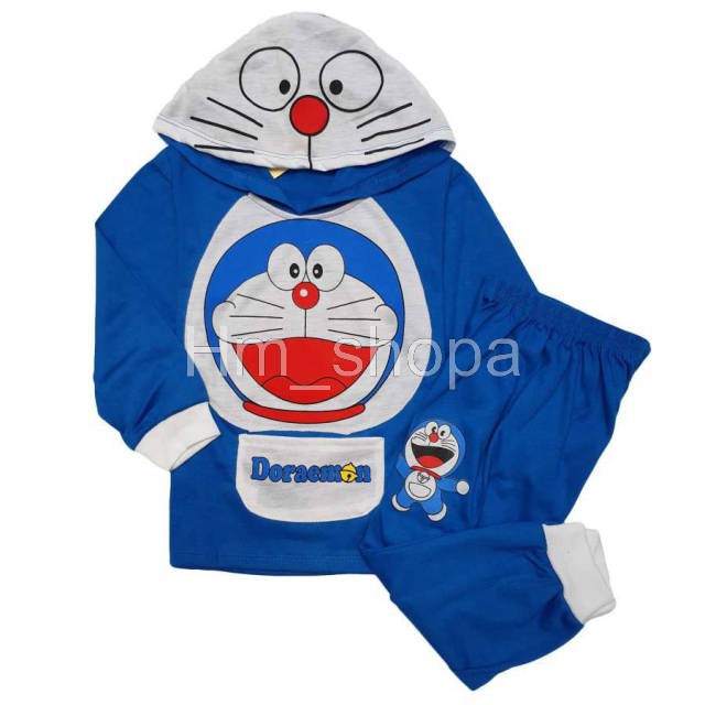 Đầm Ngủ Dáng Dài In Hoạt Hình Doraemon Dễ Thương Cho Bé 3-10 Tuổi
