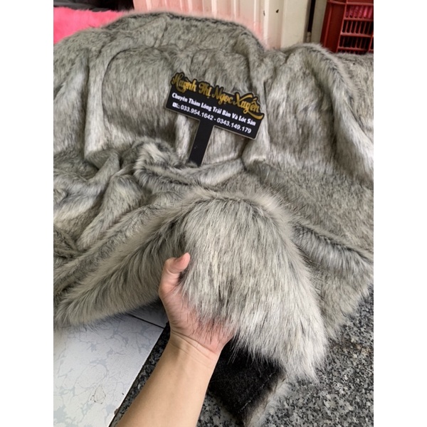 Thảm lông chụp ảnh - xám trắng phớt đen lông dài mới