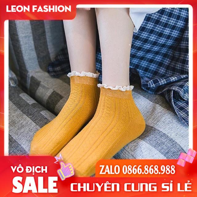 Tất Cổ Ren, Vớ Vintage CổThấp , Chất Lệu Cotton, phong cách Hàn Quốc