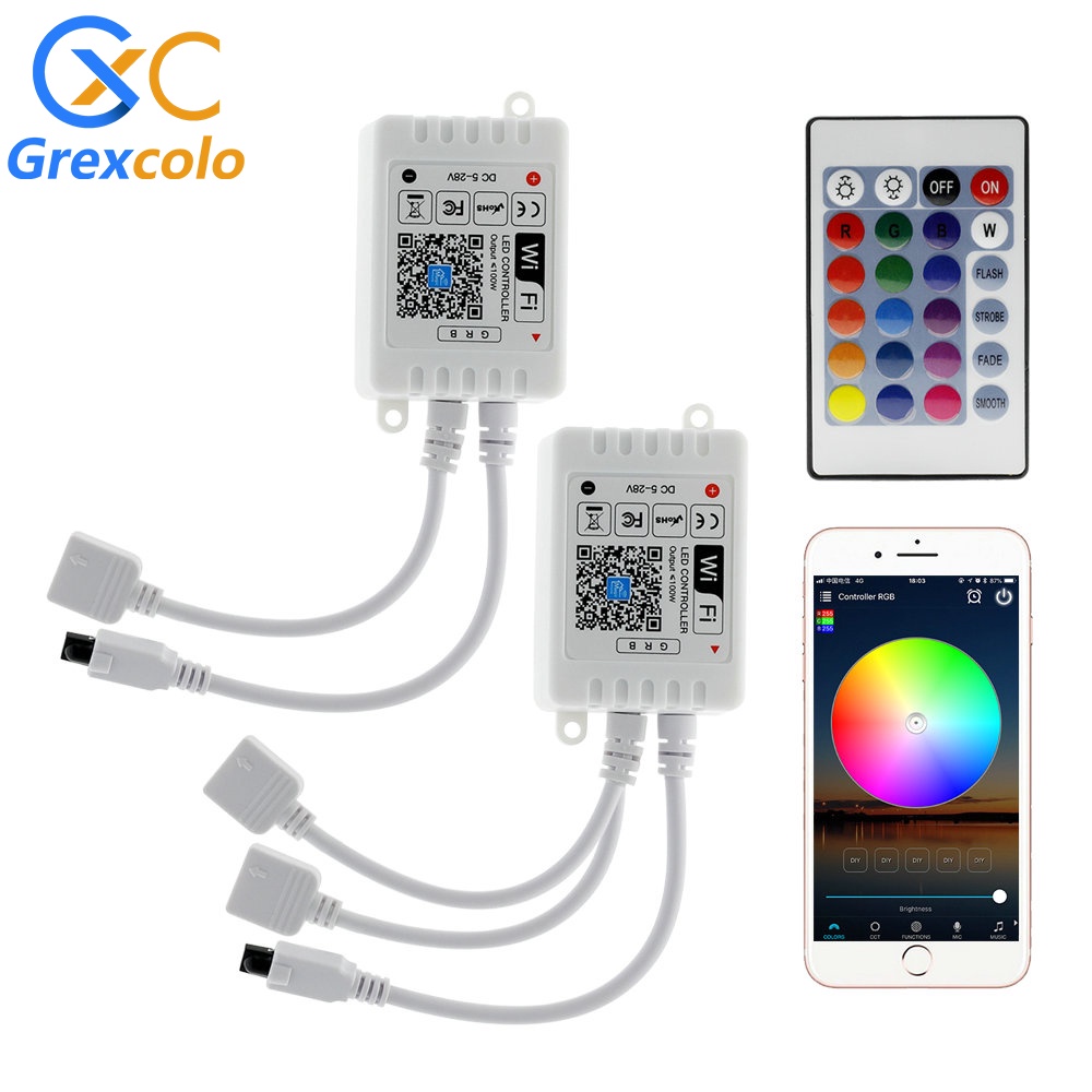 Bộ Điều Khiển Wifi Với 24 Phím Bấm IR Cho Dải Đèn Led Dây DC5-24V