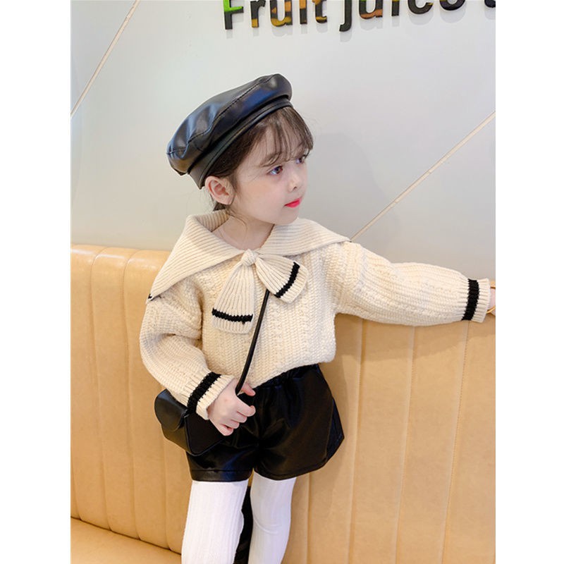 ❤Áo sweater Dệt Kim Tay Dài Màu Sắc Tương Phản Phong Cách Phương Tây Thời Trang Thu Đông 2021 Cho Bé Gái