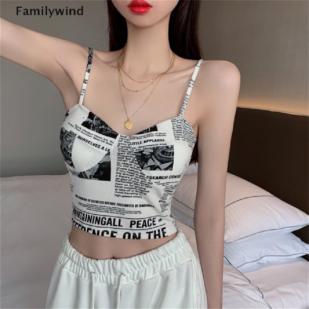 Áo Hai Dây Nâng Ngực In Họa Tiết Báo Thời Trang Quyến Rũ Cho Nữ