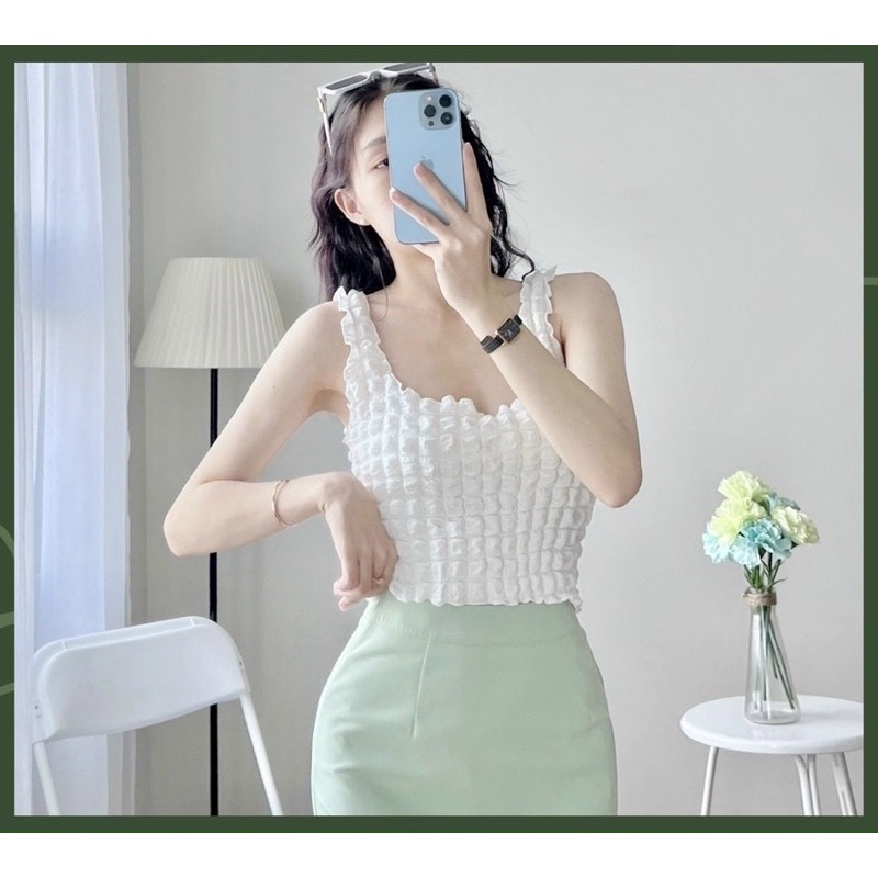 Áo sát nách croptop vải xốp - Z7U035