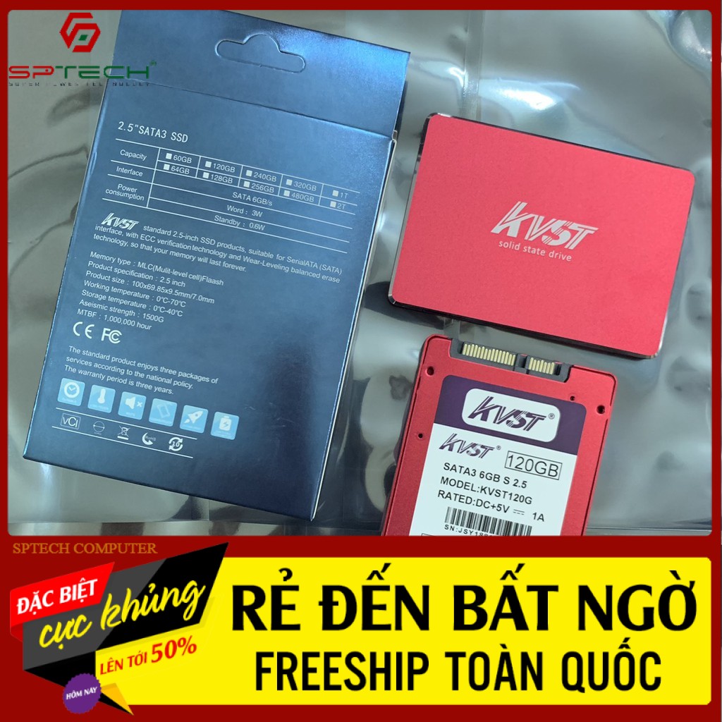 SSD 💎𝓕𝓡𝓔𝓔𝓢𝓗𝓘𝓟💎 Ổ CỨNG SSD 120G KVST 2.5 SATA3 CHÍNH HÃNG - BẢO HÀNH 36 THÁNG ( SPTECH COMPUTER)