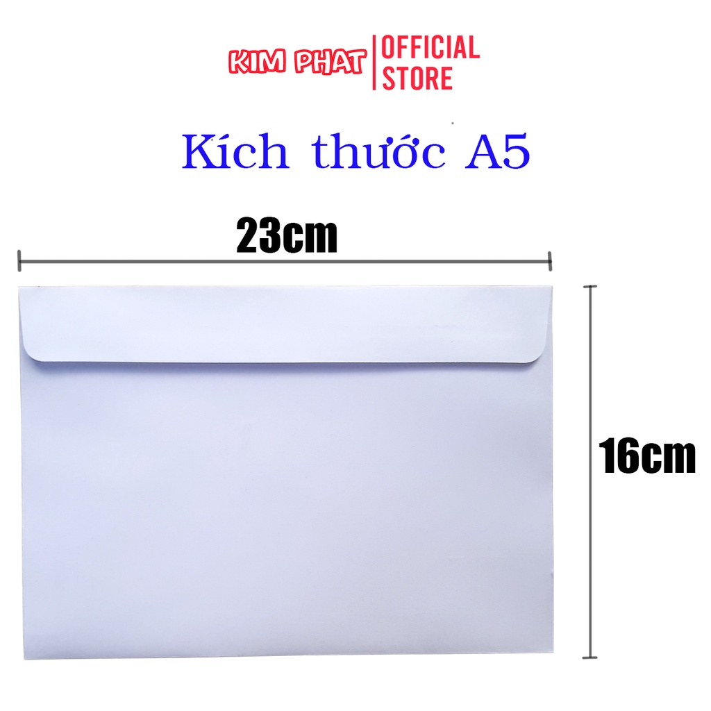 Tệp 100 Cái Phong Bì Bao Thư Trắng A5, A6 Có sẵn keo dính