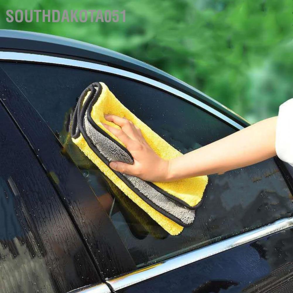 Southdakota051 Grayish Yellow Double Sided Car Washing Towel Water Absorption Cleaning Cloth Professional Thicken Drying