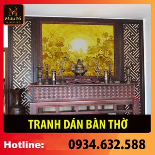 [ TRANH THỜ phòng thờ dán tường] kt 61x81cm, 81x107cm, 89x127cm, 89x153cm - mẫu sen - dán phòng thờ, vách thờ, bàn thờ,