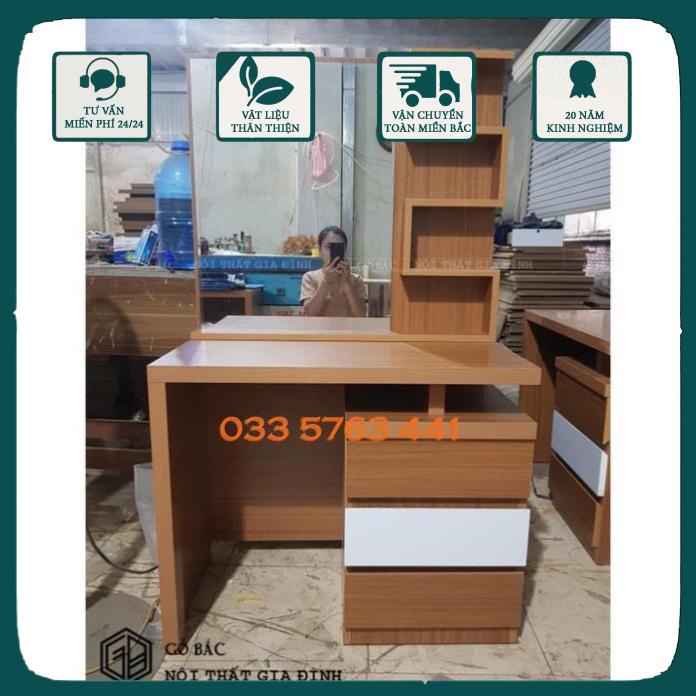 Bàn trang điểm gỗ MDF phủ Melamine 3 ngăn kéo kích thước 80x40cm tặng kèm ghế