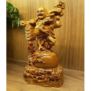 Tượng Phật để oto, bàn làm việc, tượng Di Lặc Gỗ Bách Xanh