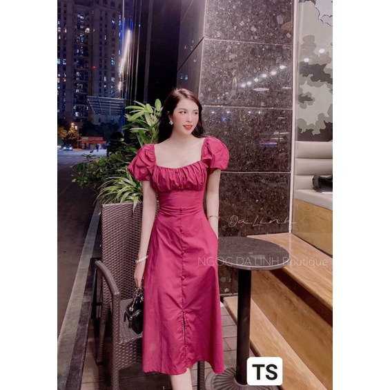 váy thô tay bồng rúm ngực