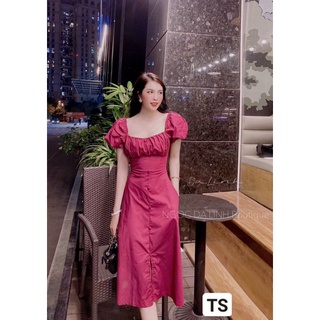 Váy thô tay bồng rúm ngực