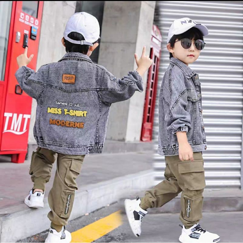 [Hàng cực đẹp FREE SHIP] Áo khoác jean denim chất mềm túi hộp bo gấu phong cách Hàn Quốc cực đẹp cho bé trai bé gái