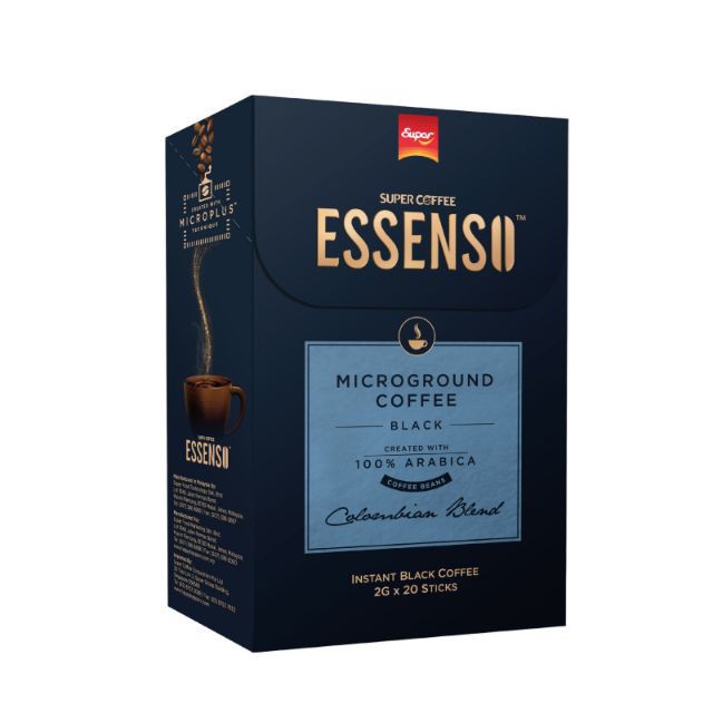 Cà phê đen hòa tan Super Essenso Microground Colombian Blend Instant Black Coffee 20 Sticks x 2g (40g)