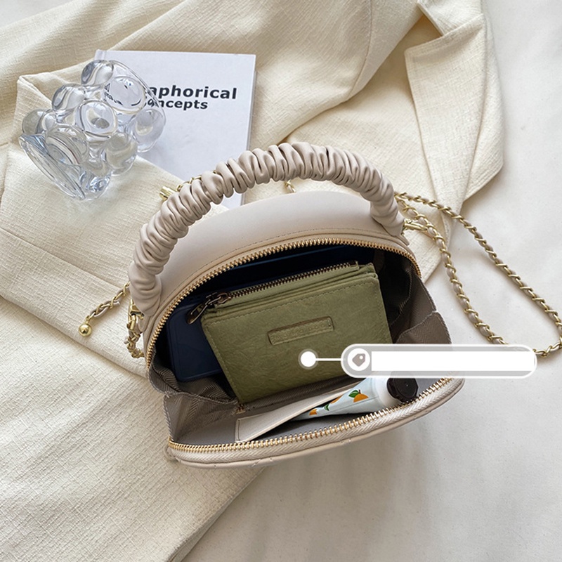 Túi Đeo Vai Hình Tròn Họa Tiết Hình Thoi Phong Cách Hàn Quốc Thời Trang Cho Nữ