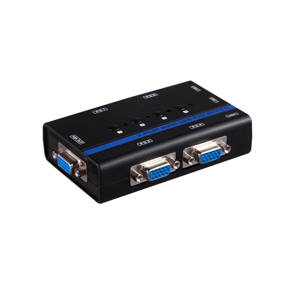 VGA KVM Switch 4 port USB MT-ViKi MT-460KL điều khiển 4 máy tính chung một màn hình, một bộ phím chuột đã bao gồm cáp