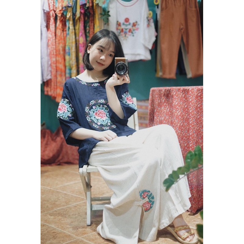 Quần váy đũi ống rộng