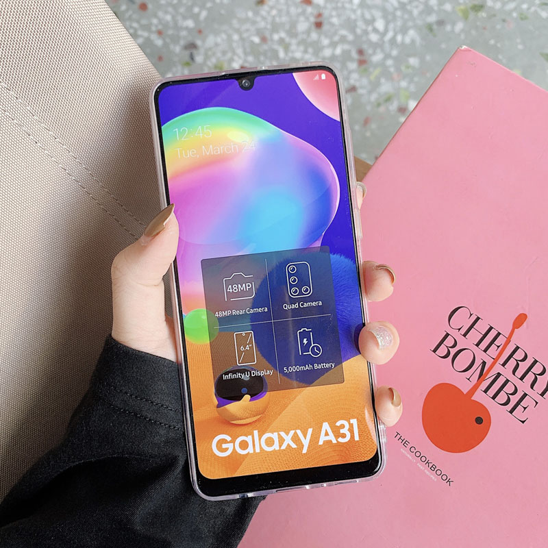 Ốp lưng kim tuyến nước hình hoa đào thích hợp cho Samsung Galaxy A10 A31 A20 A50 A70 A81 A91 A51 A71 A11 A10S A20S A21S