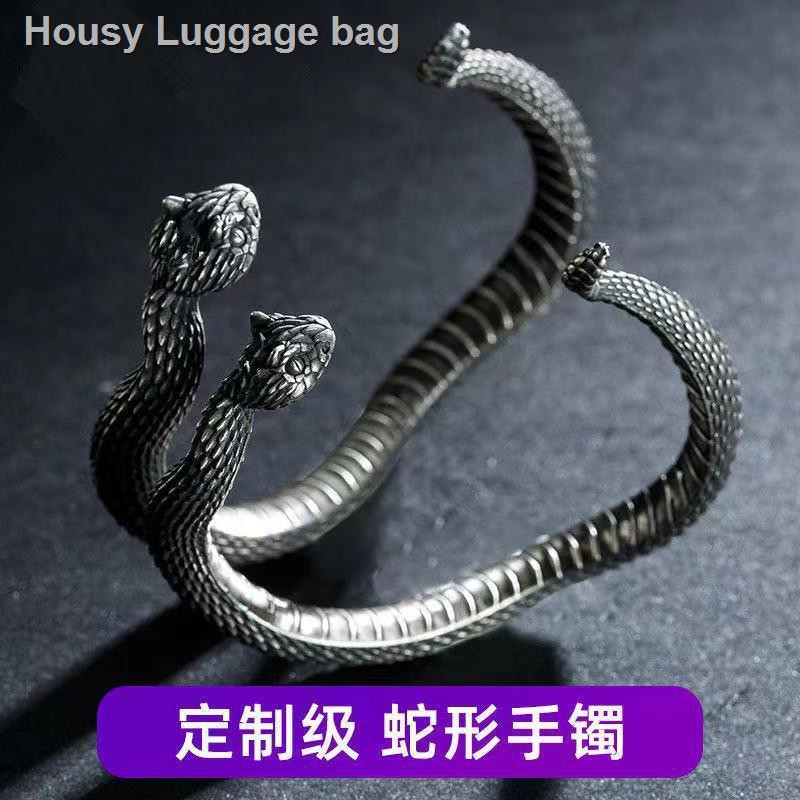 Vòng đeo tay hở bằng bạc hình rắn phong cách Âu Mỹ cổ điển thời trang cho nam và nữ