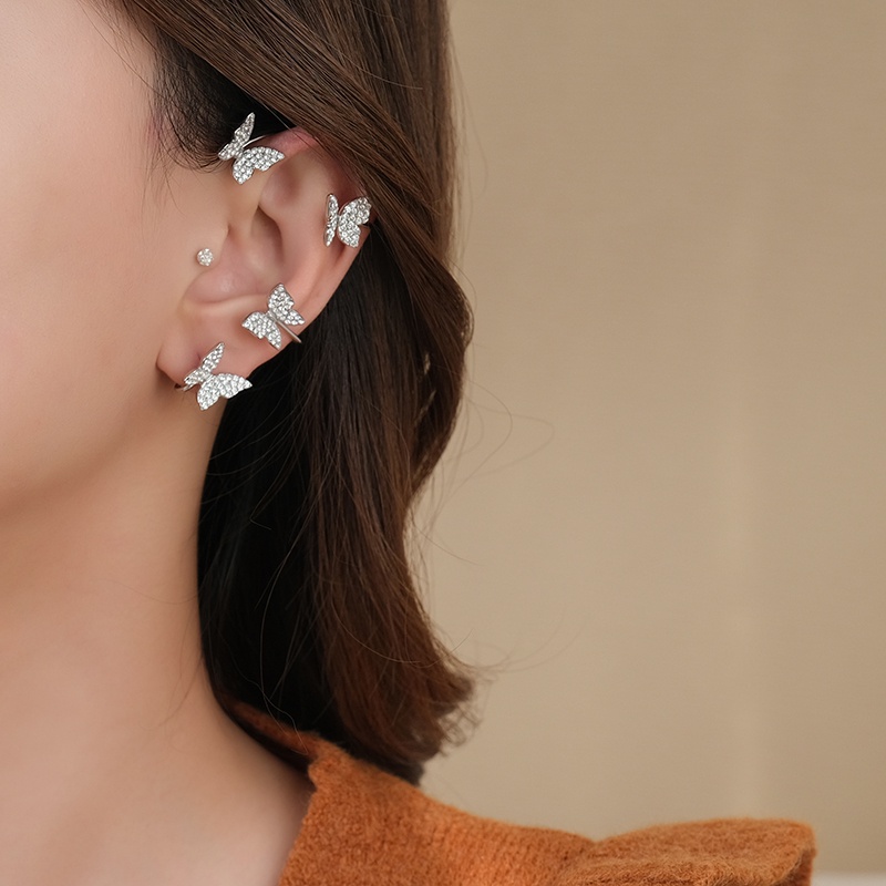 1 Khuyên kẹp tai hình bướm bằng kim loại không xỏ lỗ cho nữ sinh