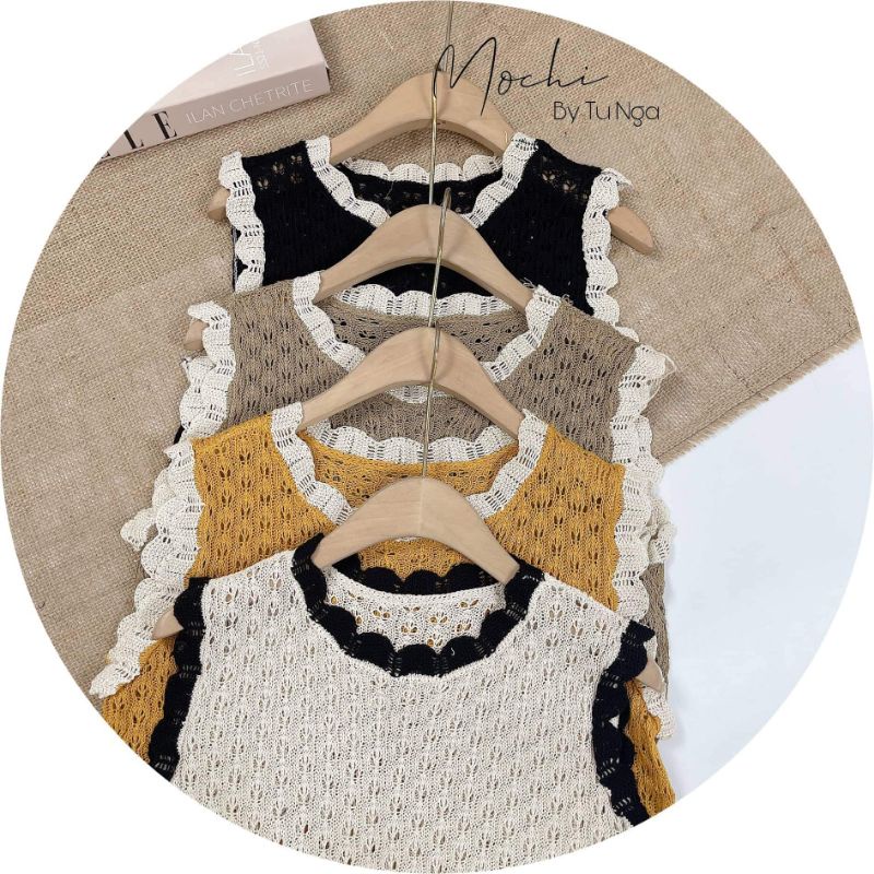 Áo len lưới mắt na sát nách hàng QC