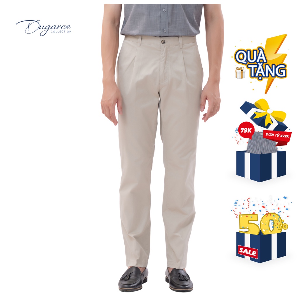 Quần kaki DUGARCO nam dáng regular công sở ống suông 92CM22128