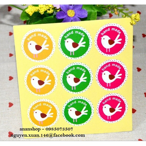 Set 5 tờ Tem handmade chim