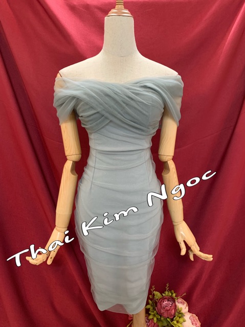 Đầm dự tiệc dáng ôm body lưới bẹt vai | BigBuy360 - bigbuy360.vn