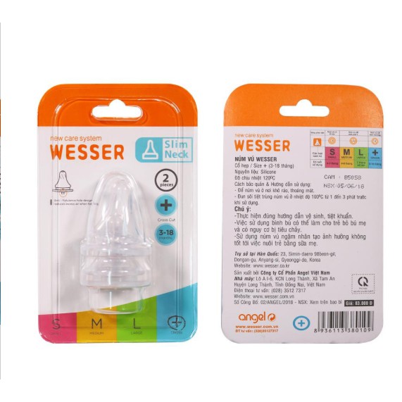 Núm ty Wesser cổ hẹp size +/1 vi 2 cái