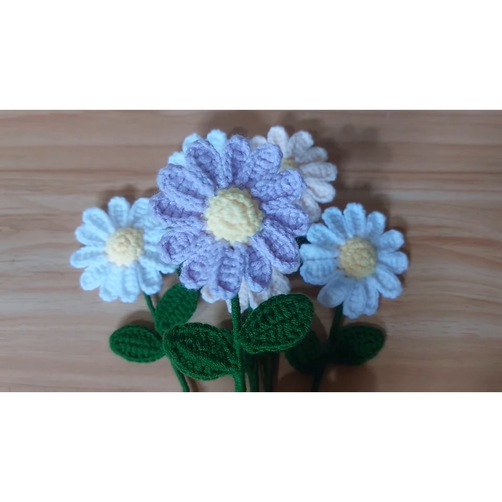 Hoa cúc daisy bông lớn handmade bằng len làm quà hoặc trang trí, hoa len thủ công