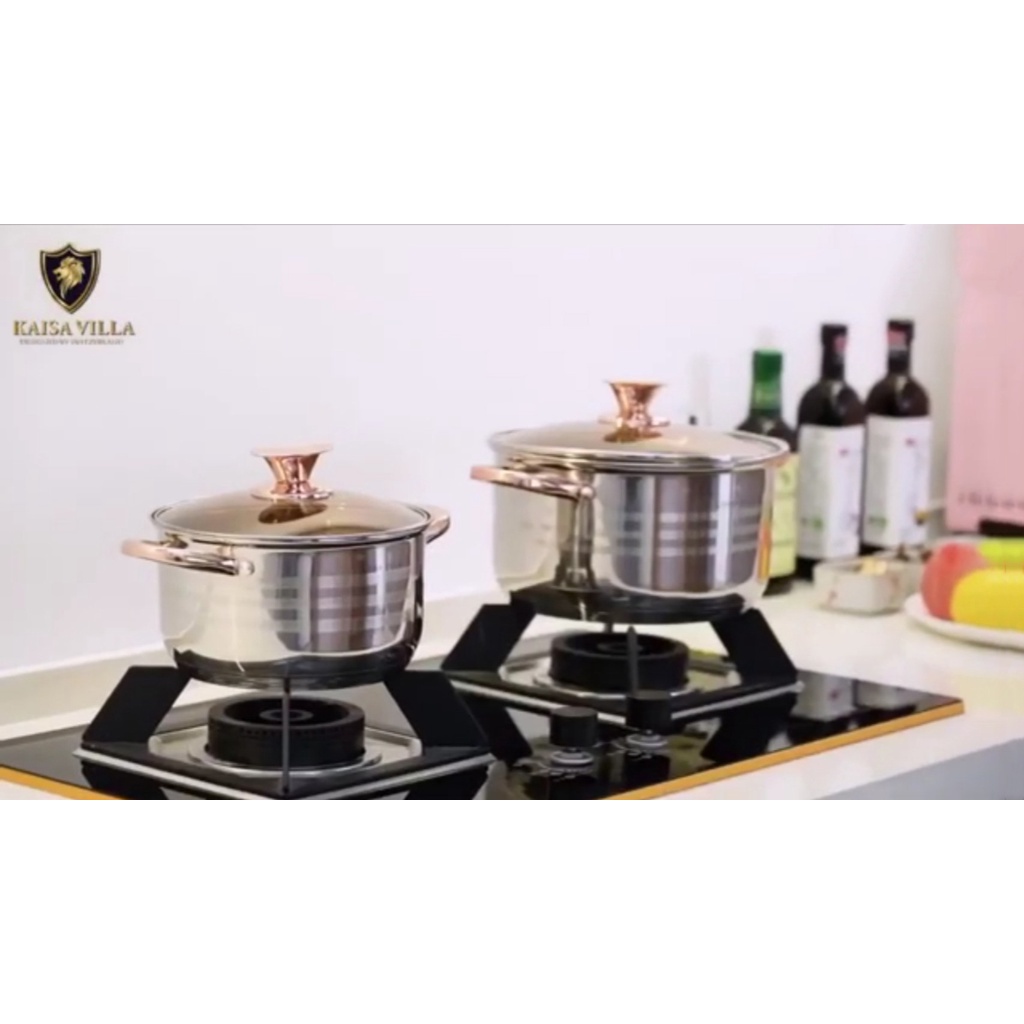 Bộ Nồi Cao Cấp 6 Món 12 Chi Tiết Kaisa Villa KV-6618 (Dùng Cho Mọi Loại Bếp)- Hàng Chính Hãng