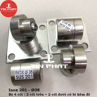 Bản lề cối xoay 360º - Inox 201 Ø38 -Bộ 4 Dùng cho cửa 2 cánh