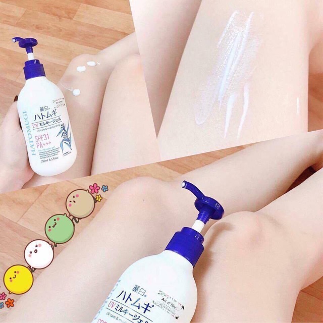 Sữa Dưỡng Thể Trắng Da Chống Nắng Hạt Ý Dĩ Hatomugi Milky Gel