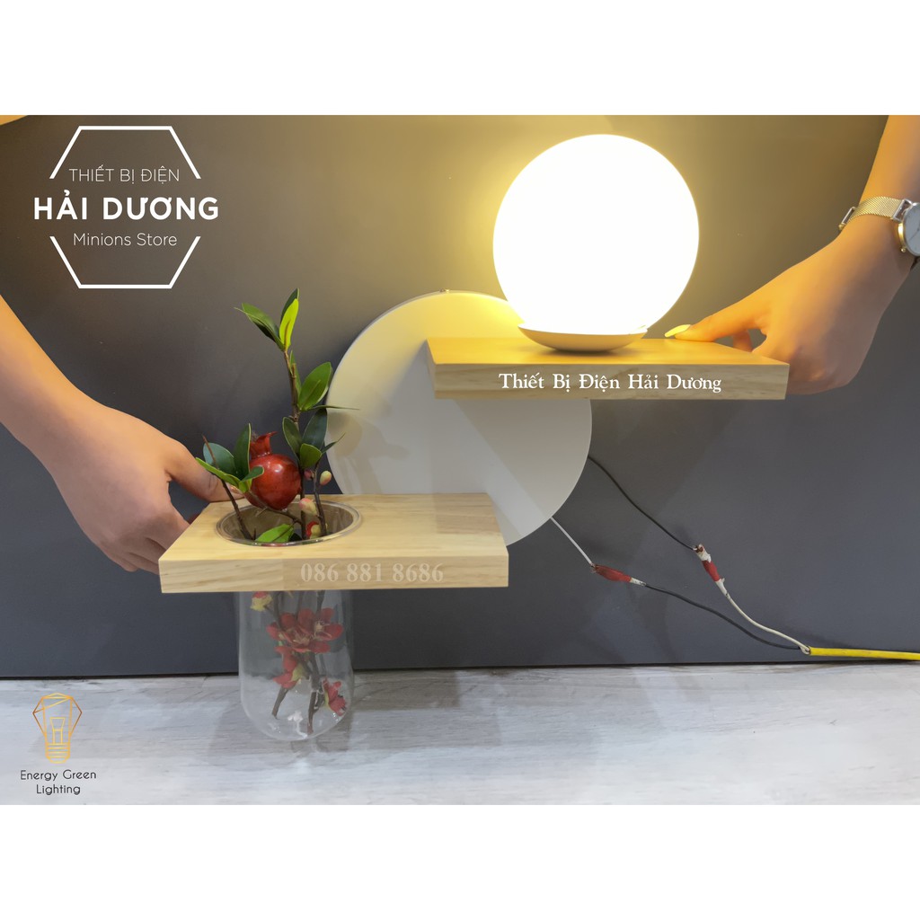 Đèn Tường Kệ Gỗ Chao Thủy Tinh Hiện Đại DT-3639 - Trang Trí Căn Phòng - Energy Green Lighting - Đã Bao Gồm Bóng LED 3W