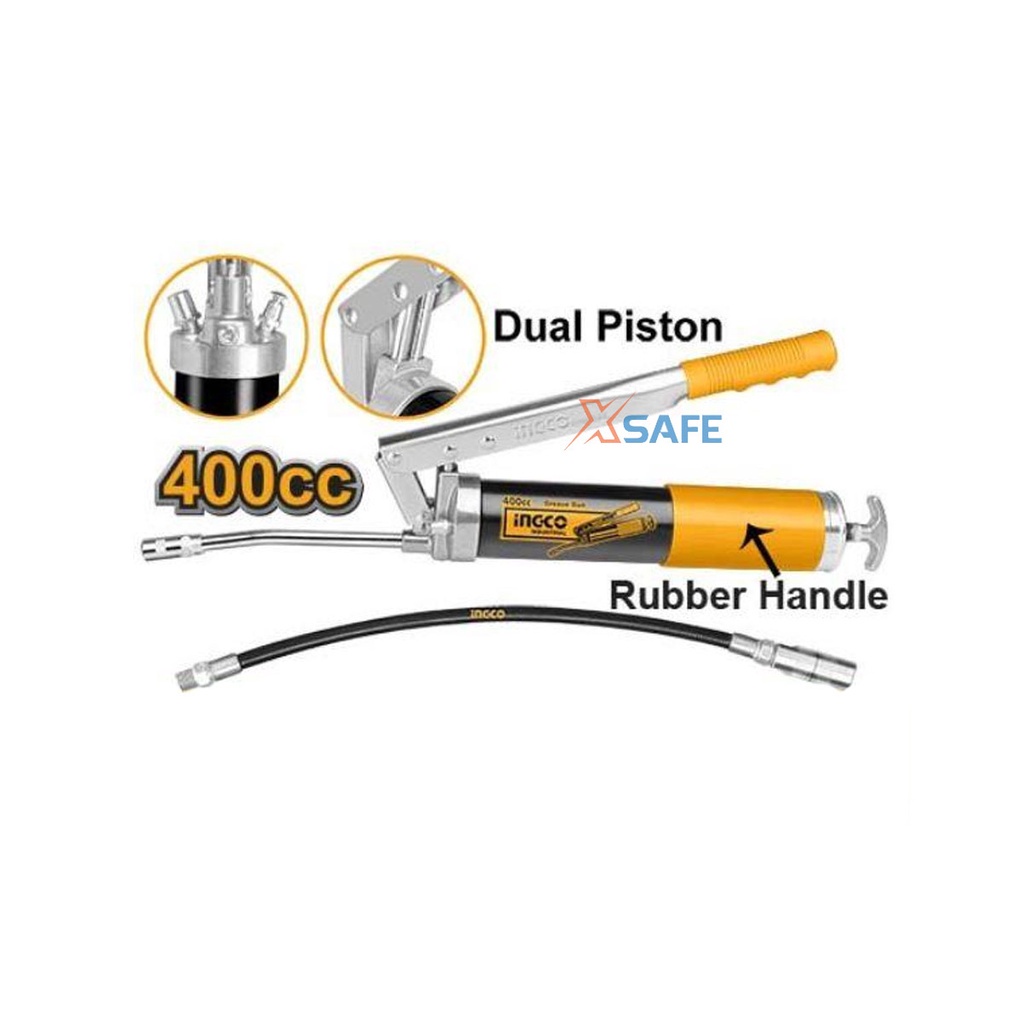 Súng bơm mỡ INGCO GRG015002 Tay cầm dễ dàng tạo lực đẩy chất liệu cao cấp, chịu lực mạnh mẽ