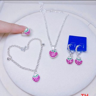 BỘ TRANG SỨC DÂU TÂY BẠC TA CHO BÉ GÁI GỐM 4 MÓN - [ CHUYÊN SỈ BẠC TA ]