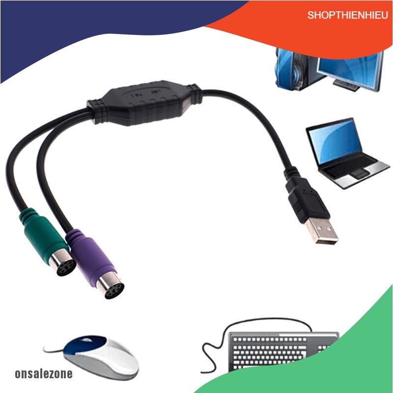 Dây cáp chuyển đổi từ cổng USB sang 2 cổng PS2