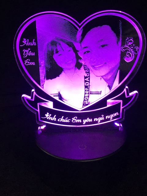 Đèn Led 3d khắc hình ảnh laser đổi 7 màu sáng tạo