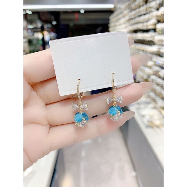 Bông Tai Hợp Kim Hình Nơ Đính đá Zicon Thời Trang Xinh Xắn
