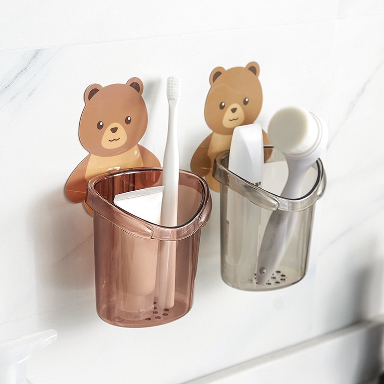 CỐC GẤU DÁN TƯỜNG - LY DÁN TƯỜNG ĐỰNG BÀN CHẢI, KEM ĐÁNH RĂNG