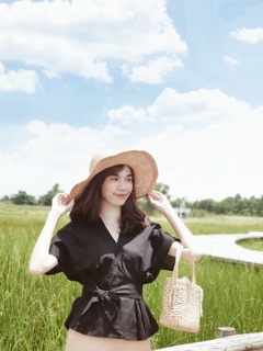 Áo linen cột nơ ( S M )