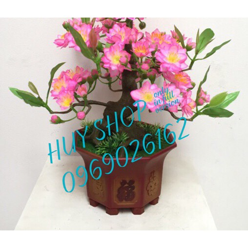 HOA TRANG TRÍ NGÀY TẾT - CHẬU HOA ĐÀO NHÂN TẠO ĐỂ BÀN MINI SỐ 4